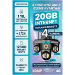 Kadraj Sim Kartlı Kamera- 4 Kamera - 240GB TURK TELEKOM Yıllık Sim Kart Dahil + 128GB SD Kart + 2 Solar Pan