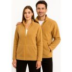 Kae Laurean Unisex Anti-Pilling Tüylenme Yapmayan Standart Fit Tam Fermuarlı Soğuk Geçirmez Polar Hırka - Camel