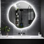 Kael Beyaz Led'li Lavabo & Banyo Aynası (Dokunmatik Sensörlü) - Beyaz Ledli - 80 x 80