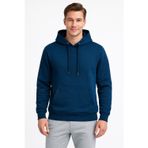 KaeLaurean Erkek Gece Mavisi 3 İplik Pamuklu Kapüşonlu Sweatshirt Basic Hoodie Kanguru Cepli