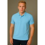 Kaelaurean Erkek Polo Yaka T-Shirt Çekmeyen Pamuklu Kumaş Slim Fit Dar Kesim Kıvrılmazyaka - 2XL - Bebek Mavisi