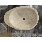 Kaelite Lüks Doğal Mermer Banyo Evyesi - 56X39X11 cm Özel Kesim Lavabo Tasarımı - Krem - 56x39x11cm, 8cm derinlik