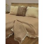 Kaf Kumaş Bej 7 Katlı Çift Taraflı Dolgulu Çift Kişilik Müslin Battaniye Pamuk 230 x 240 cm - 230 x 240 cm