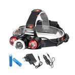Kafa Lambası 6000 Lümen Şarjlı 3 Başlıklı Cree T6 Led Kafa Feneri Zoom Selektör Ht-632