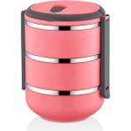 KafaKola Sefer Tası Yemek Termosu - 3 Katlı - 2,25 Litre - Sızdırmaz - Pembe - Saklama Kabı