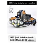 #Kafalambası Usb Şarjlı Kafa Lambası 8 Led 8 Modlu 6000 Lümen Su Geçirmez Profesyonel Kafa Feneri Cob T6 Xpe Sensörsüz K