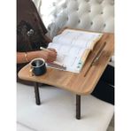 Kafe ss Sweet Smile Laptop Sehpası Tablet Telefon Tutuculu Çalışma Masası Kahvaltı Sehpası 60X45 Büyük Boy Katlanabilir - 60x45x23 - Atlantik Çam