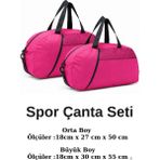 Kaff 2'li Önü Cepli Ayarlanabilir Omuz Askılı El Seyahat Spor Çantası - Pembe