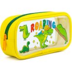 Kaff Sarı Renk Dino Desenli Şeffaf Su Geçirmez Tek Bölmeli Kalem Kutusu - 1