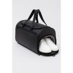 Kaff Siyah Suni Deri Yan Ayakkabı Bölmeli Unisex Geniş Hacimli Seyahat Spor Fitness Spor Çantası - 00124