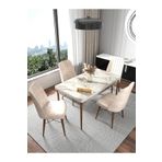Kaffahome Efes 70x110 Yemek Masası Takımı Mutfak Masası Takımı Sabit Masa 4 Sandalyeli - Krem