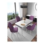 Kaffahome Fixed Aytaşı 70x110 Cm Sabit 4 Kişilik Mutfak Masa Takımı , Masa Sandalye Takımı - Mürdüm