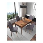 Kaffahome Fixed Barok 70x110 cm Mutfak Masası ve 4 Adet Gri Sandalye Takımı