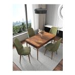 Kaffahome Fixed Barok 70x110 cm Mutfak Masası ve 4 Adet Haki Sandalye Takımı