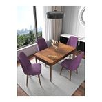 Kaffahome Fixed Barok 70x110 cm Mutfak Masası ve 4 Adet Mürdüm Sandalye Takımı
