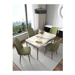 Kaffahome Fixed Efes 70x110 cm Mutfak Masası ve 4 Adet Haki Sandalye Takımı