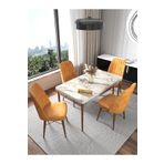 Kaffahome Fixed Efes 70x110 cm Mutfak Masası ve 4 Adet Hardal Sandalye Takımı