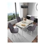 Kaffahome Fixed Raw Efes 70x110 cm Mutfak Masası ve 4 Adet Gri Sandalye Takımı