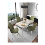 Kaffahome Fixed Raw Efes 70x110 cm Mutfak Masası ve 4 Adet Haki Sandalye Takımı