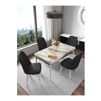 Kaffahome Fixed Raw Efes 70x110 cm Mutfak Masası ve 4 Adet Siyah Sandalye Takımı