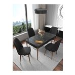 Kaffahome Fixed Serisi Siyah 70x110 Sabit Yemek Masası Mutfak Masası Masa Takımı 4 Siyah Sandalyeli