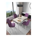 Kaffahome Fixed Siyah 70x110 Cm , 4 Kişilik Sabit Masa Sandalye Takımı , Mutfak Masa Takımı - Mürdüm