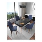 Kaffahome Fixed Siyah 70x110 cm Mutfak Masası ve 4 Adet Lacivert Sandalye Takımı