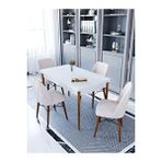 Kaffahome Maxi Aytaşı 70x110 cm Mutfak Masası ve 4 Adet Krem Sandalye Takımı