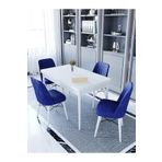 Kaffahome Maxi Aytaşı 70x110 cm Mutfak Masası ve 4 Adet Lacivert Sandalye Takımı