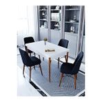 Kaffahome Maxi Aytaşı 70x110 cm Mutfak Masası ve 4 Adet Siyah Sandalye Takımı