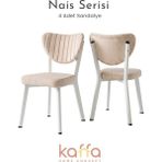 Kaffahome Nais Serisi Beyaz Statik Boyalı Mutfak Sandalyesi, Yemek, Bahçe, Kafe, Modern Sandalye 4 Adet - Krem