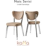 Kaffahome Nais Serisi Nikelaj Kaplama Mutfak Sandalyesi, Yemek, Bahçe, Kafe, Modern Sandalye 2 Adet - Cappucino - Cappuccino