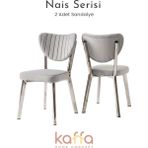Kaffahome Nais Serisi Nikelaj Kaplama Mutfak Sandalyesi, Yemek, Bahçe, Kafe, Modern Sandalye 2 Adet - Gri