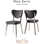 Kaffahome Nais Serisi Nikelaj Kaplama Mutfak Sandalyesi, Yemek, Bahçe, Kafe, Modern Sandalye 4 Adet - Antrasit