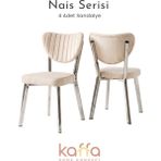 Kaffahome Nais Serisi Nikelaj Kaplama Mutfak Sandalyesi, Yemek, Bahçe, Kafe, Modern Sandalye 4 Adet - Krem