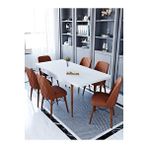 Kaffahome Ovo Beyaz 80x130 cm Açılabilir Mutfak Masası ve 6 Adet Kiremit Sandalye Takımı