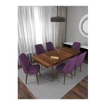 Kaffahome Riff Barok 80x130 cm Açılabilir Mutfak Masası ve 6 Adet Mürdüm Sandalye Takımı