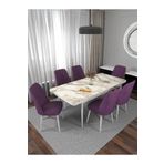 Kaffahome Riff Raw Efes 80x130 Cm Açılır 6 Kişilik Mutfak Masa Takımı , Masa Sandalye Takımı - Mürdüm
