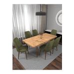 Kaffahome Riff Serisi Atlantik 80x130 Açılır Masa Yemek Masası Mutfak Masası Masa Takımı 6 Haki Sandalyeli
