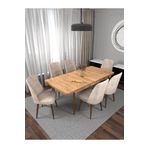 Kaffahome Riff Serisi Atlantik 80x130 Açılır Masa Yemek Masası Mutfak Masası Masa Takımı 6 Krem Sandalyeli