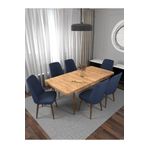 Kaffahome Riff Serisi Atlantik 80x130 Açılır Masa Yemek Masası Mutfak Masası Masa Takımı 6 Lacivert Sandalyeli