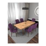 Kaffahome Riff Serisi Atlantik 80x130 Açılır Yemek Masası , Yemek Masa Takımı 6 Mürdüm Sandalye