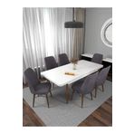 Kaffahome Riff Serisi Beyaz 80x130 Açılır Masa Yemek Masası Mutfak Masası Masa Takımı 6 Gri Sandalyeli