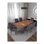 Kaffahome Riff Serisi Sümela 80x130 Açılır Masa Yemek Masası Mutfak Masası Masa Takımı 6 Gri Sandalyeli