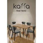 Kaffahome Sisal Atlantik 6 Kişilik Açılır Masa Sandalye Takımı Mutfak Masası Takımı 6 Adet Antrasit Sandalye
