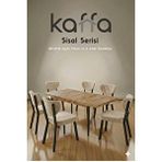 Kaffahome Sisal Atlantik 6 Kişilik Açılır Masa Sandalye Takımı Mutfak Masası Takımı 6 Adet Krem Sandalye