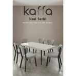 Kaffahome Sisal Beyaz 6 Kişilik Açılır Masa Sandalye Takımı Mutfak Masası Takımı 6 Adet Gri Sandalye