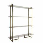 Kafka Eskitme Pirinç Ayak Şeffaf Cam Tabla Metal Kitaplık, Siyah