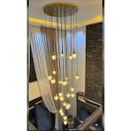 Kafkas 1000LİK Tepsi Statik Gold Kasa Hunili 30 Camlı Galeri Boşluğu Modern Avize - Mat Altın