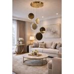 Kafkas 15LİK Ayna Gold Modern 5li Kristal Sarkıt Avize - Altın